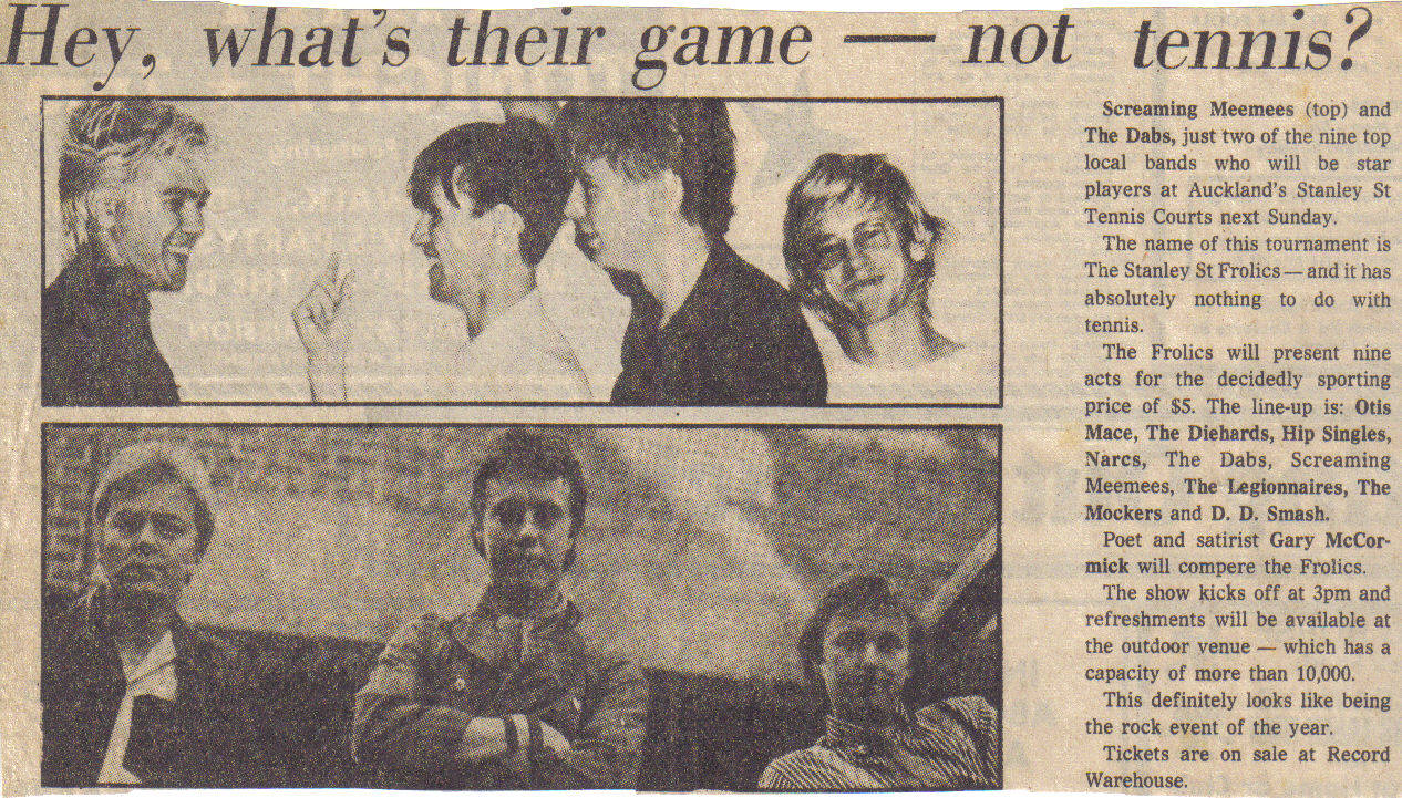 Newspaper article about The Dabs and the Screaming Meemees
